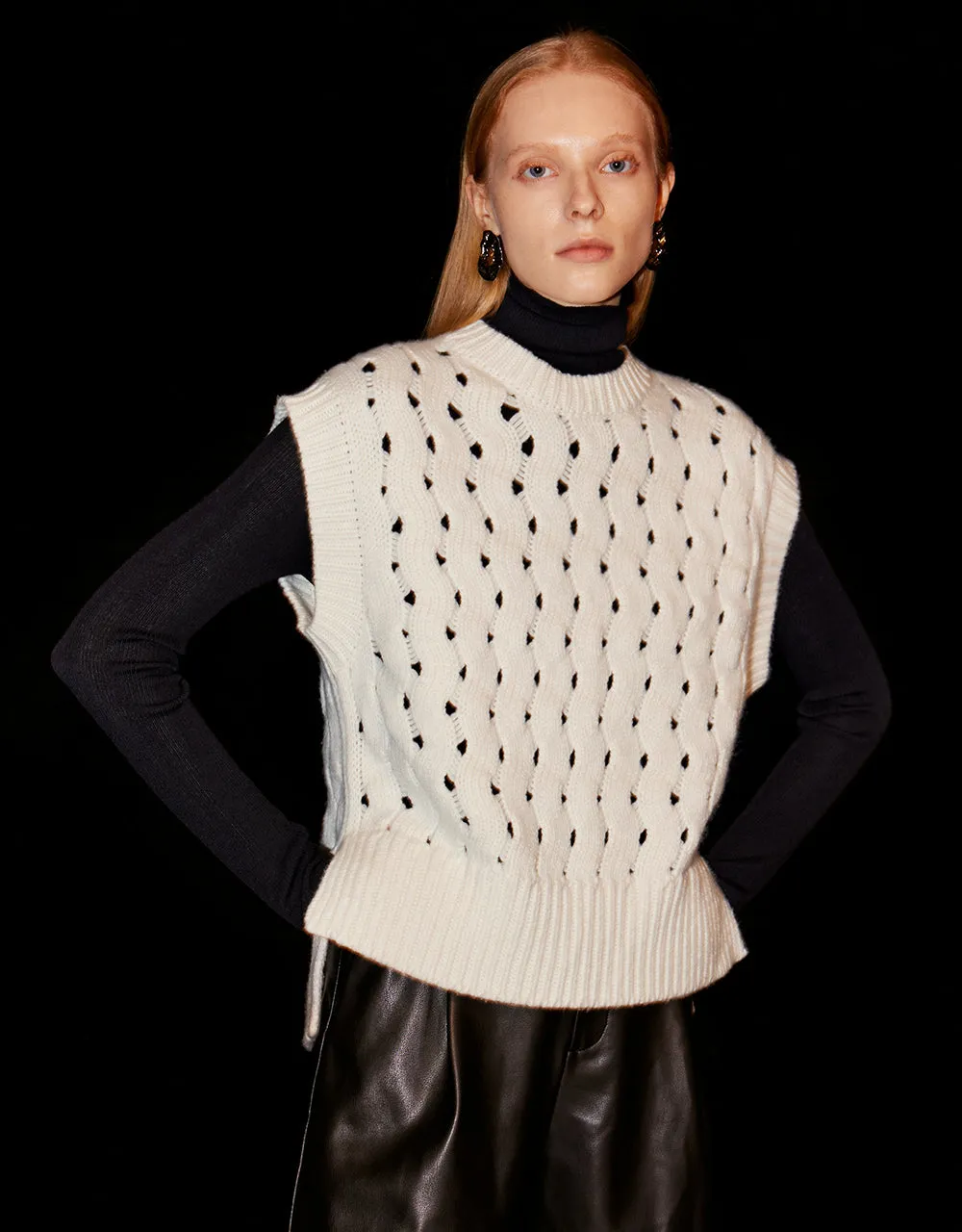 Pointelle Knitted Vest sold by Urban Revivo