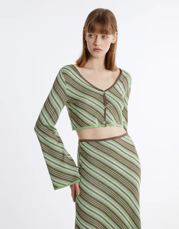 Stripped Cropped Cardigan sold by Urban Revivo