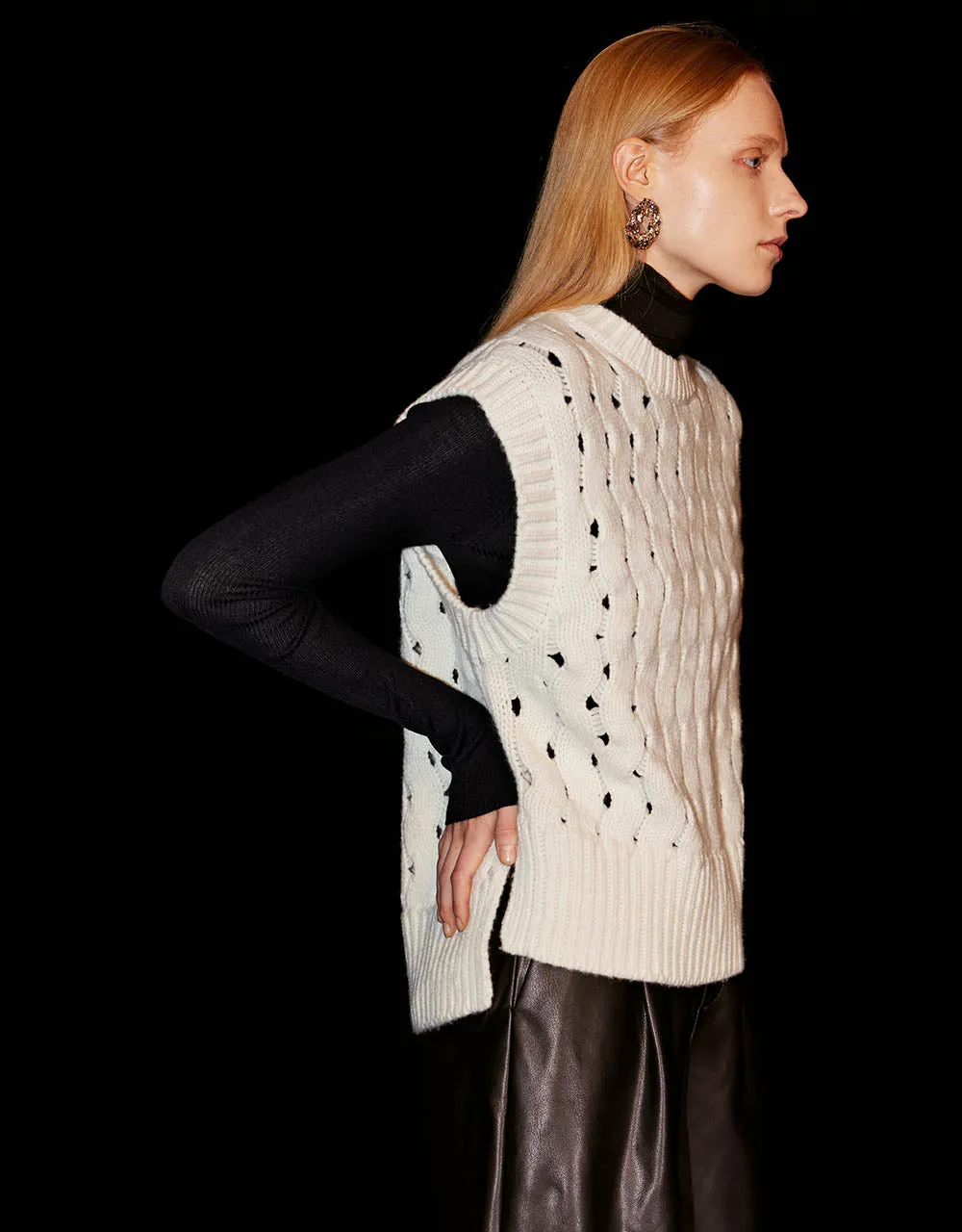 Pointelle Knitted Vest sold by Urban Revivo product image thumbnail 2