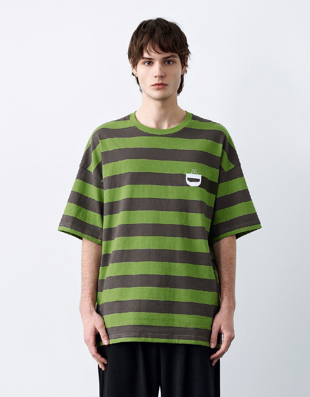 Striped Printed Crew Neck T-Shirt sold by Urban Revivo