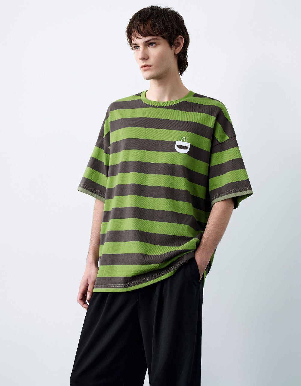 Striped Printed Crew Neck T-Shirt sold by Urban Revivo product image thumbnail 2
