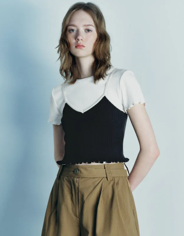 V-Neck Knitted Cami Top sold by Urban Revivo