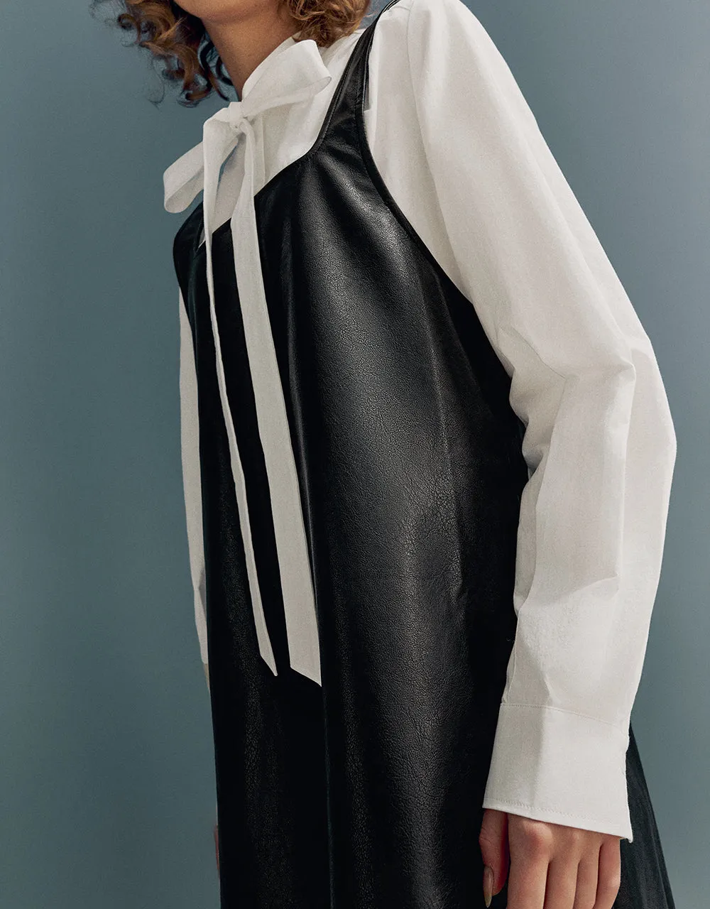 Sleeveless Vegan Leather A-Line Dress sold by Urban Revivo product image thumbnail 4