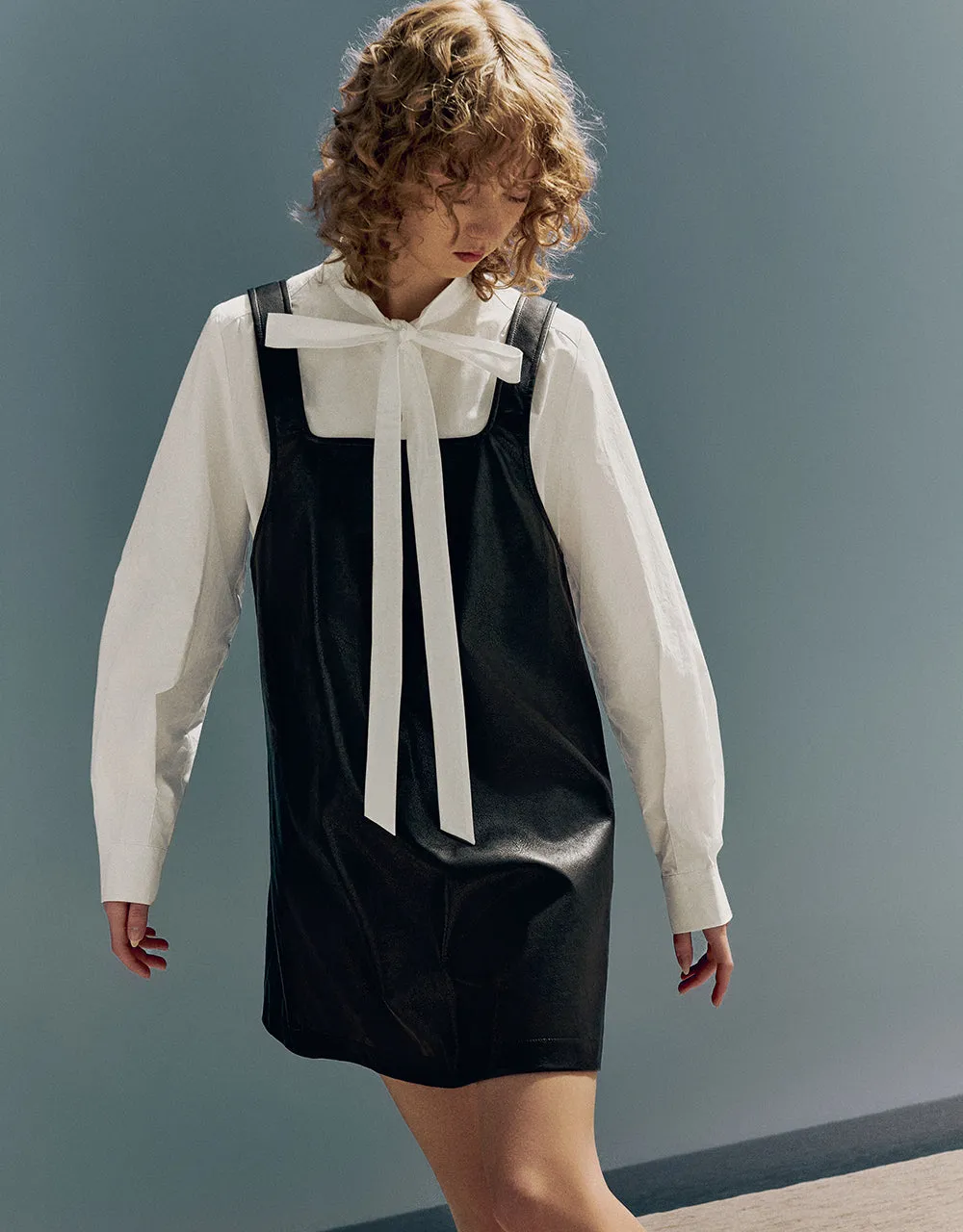 Sleeveless Vegan Leather A-Line Dress sold by Urban Revivo product image thumbnail 3