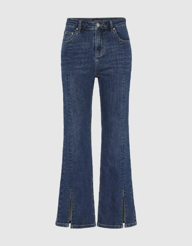 Split Hem Straight Jeans sold by Urban Revivo