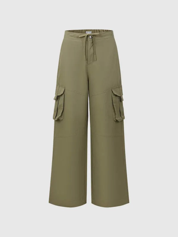 Drawstring Waist Wide-Leg Pants sold by Urban Revivo