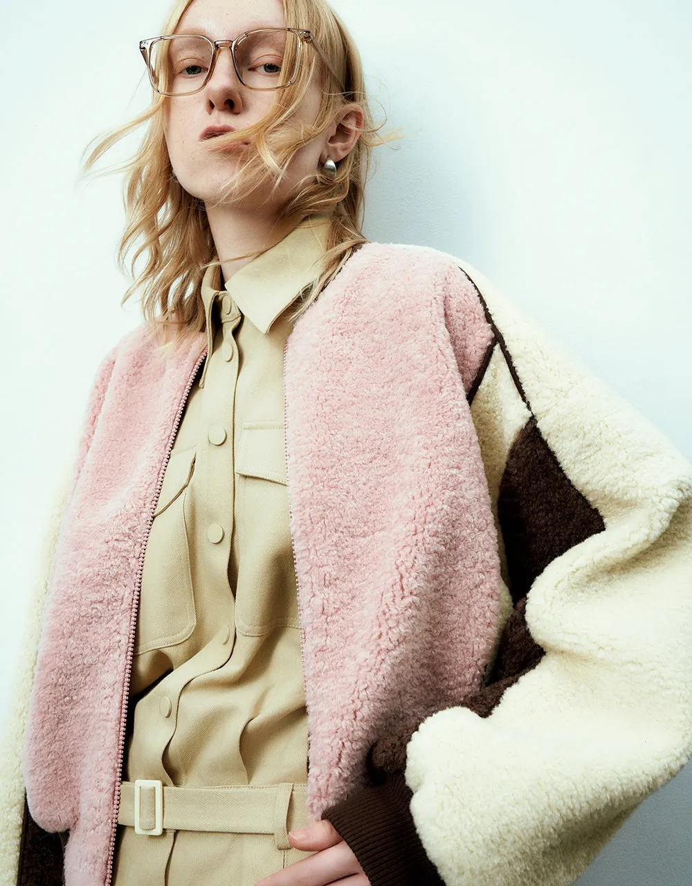 Colorblocks Zipper Front Furry Jacket sold by Urban Revivo product image thumbnail 5