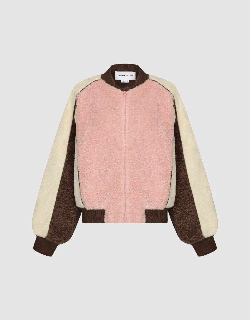 Colorblocks Zipper Front Furry Jacket sold by Urban Revivo product image thumbnail 2