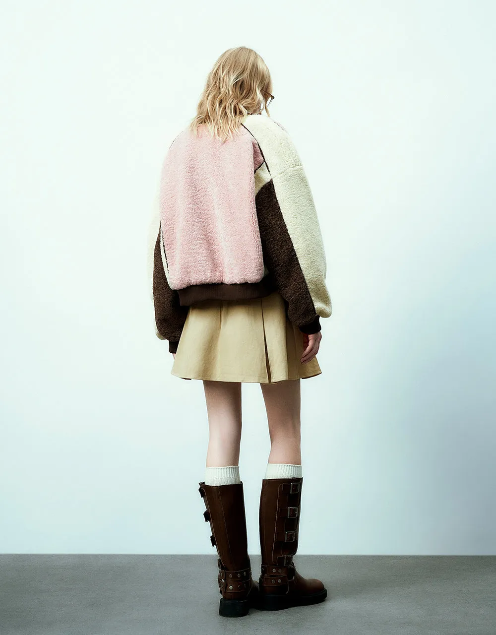 Colorblocks Zipper Front Furry Jacket sold by Urban Revivo product image thumbnail 4