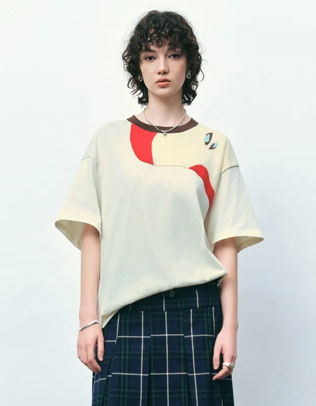 Printed Crew Neck Loose T-Shirt sold by Urban Revivo