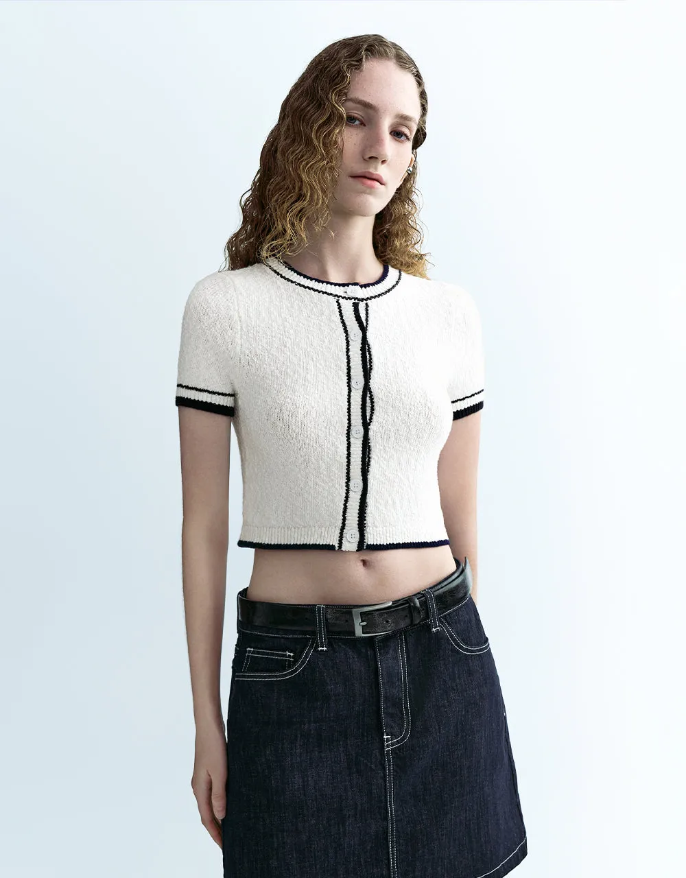 Button Up Crew Neck Knitted Cardigan sold by Urban Revivo