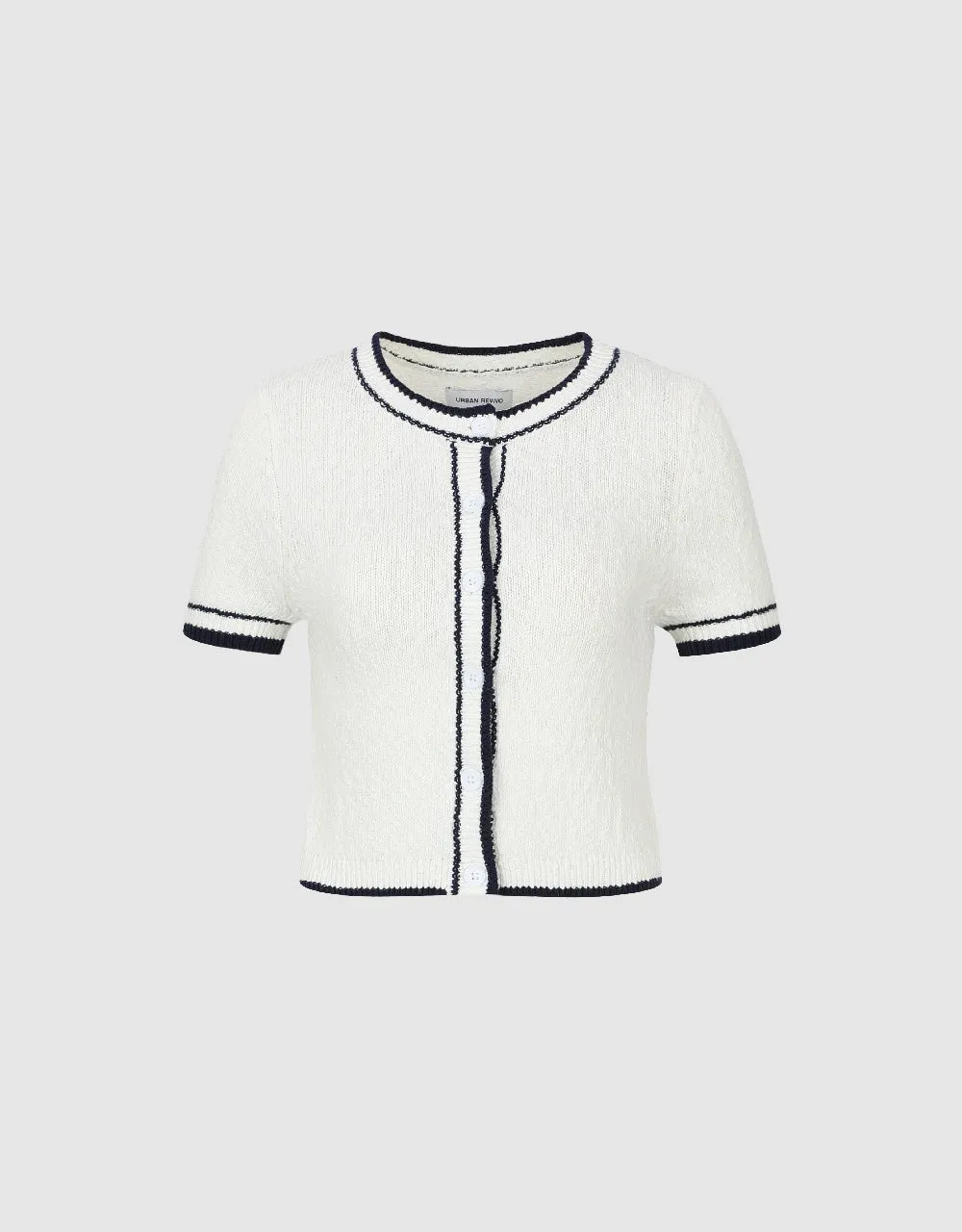 Button Up Crew Neck Knitted Cardigan sold by Urban Revivo product image thumbnail 2