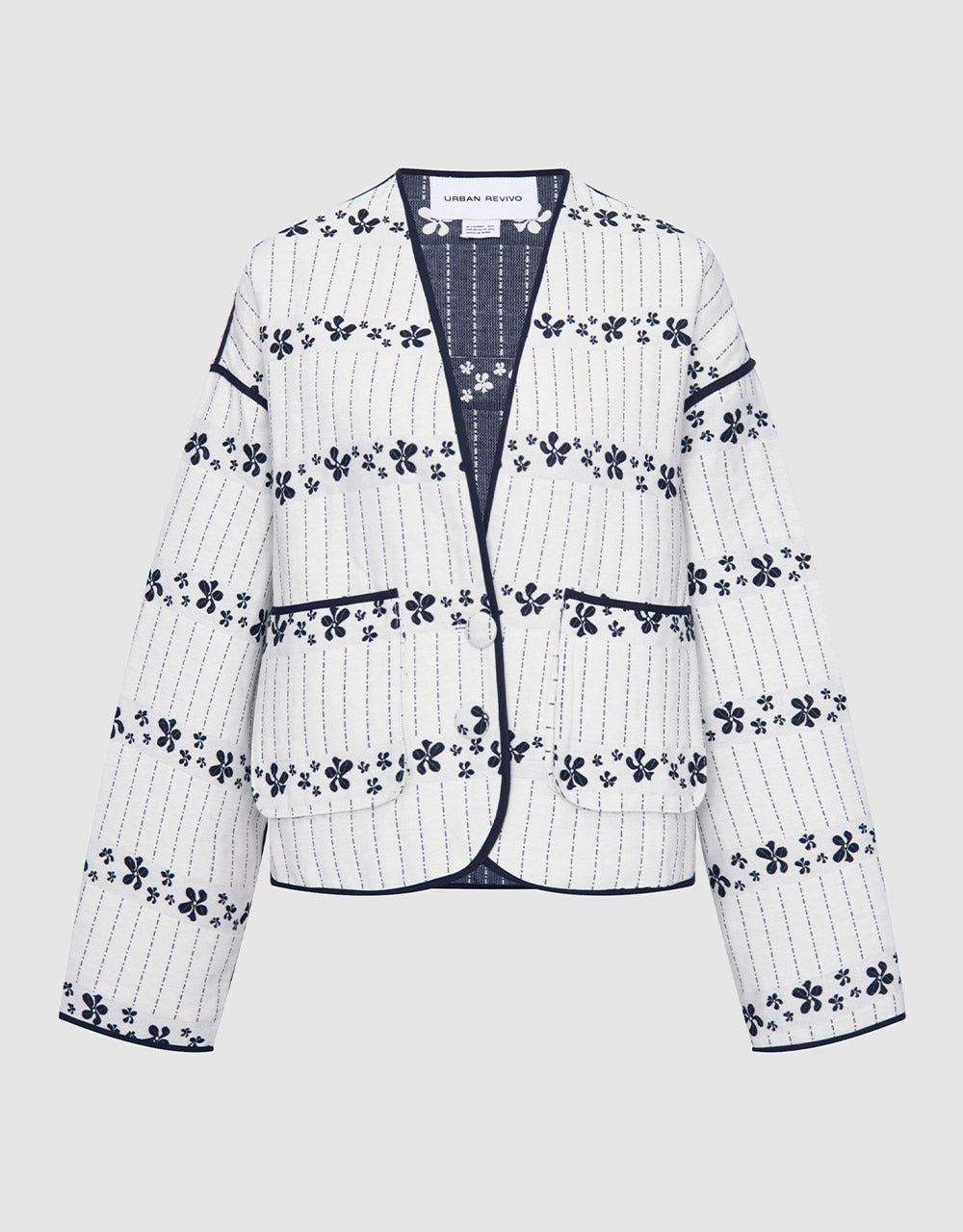 Floral Print V Neck Jacket sold by Urban Revivo