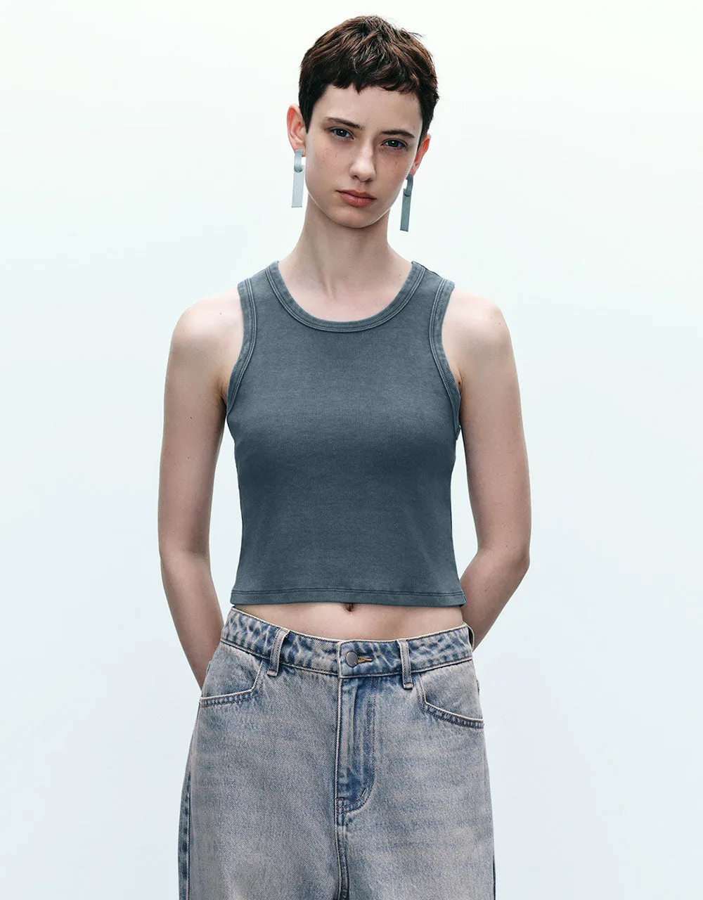 Crew Neck Knitted Tank Top sold by Urban Revivo