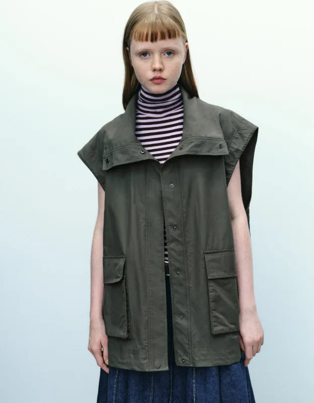 Stand Collar Straight Waistcoat sold by Urban Revivo