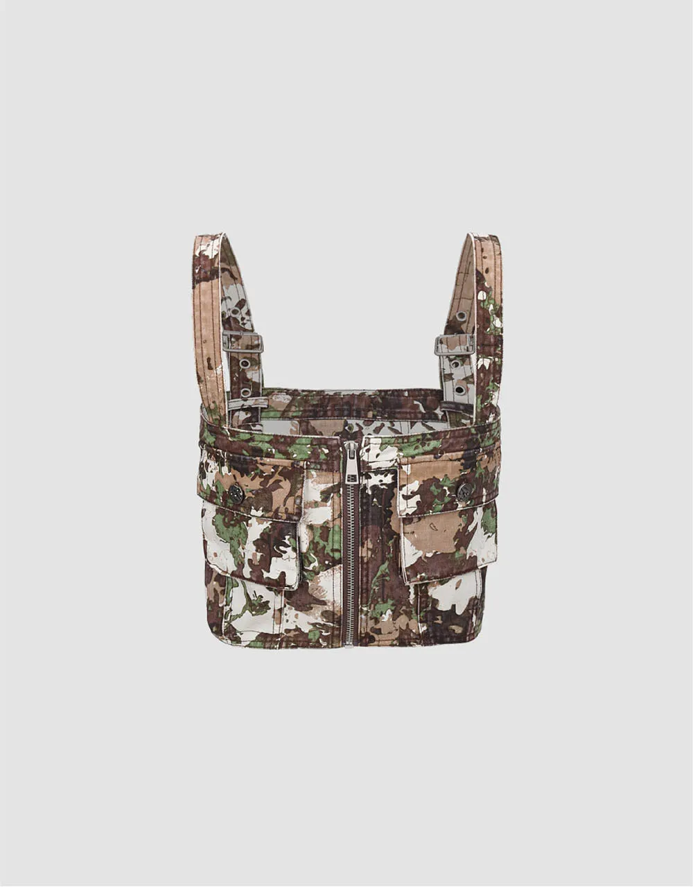 Zipper Front Sleeveless Camouflage Top sold by Urban Revivo product image thumbnail 5
