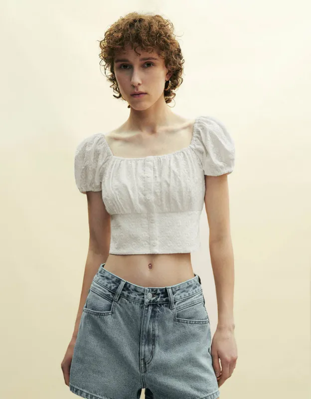 Square-cut Collar Staight Shirt sold by Urban Revivo