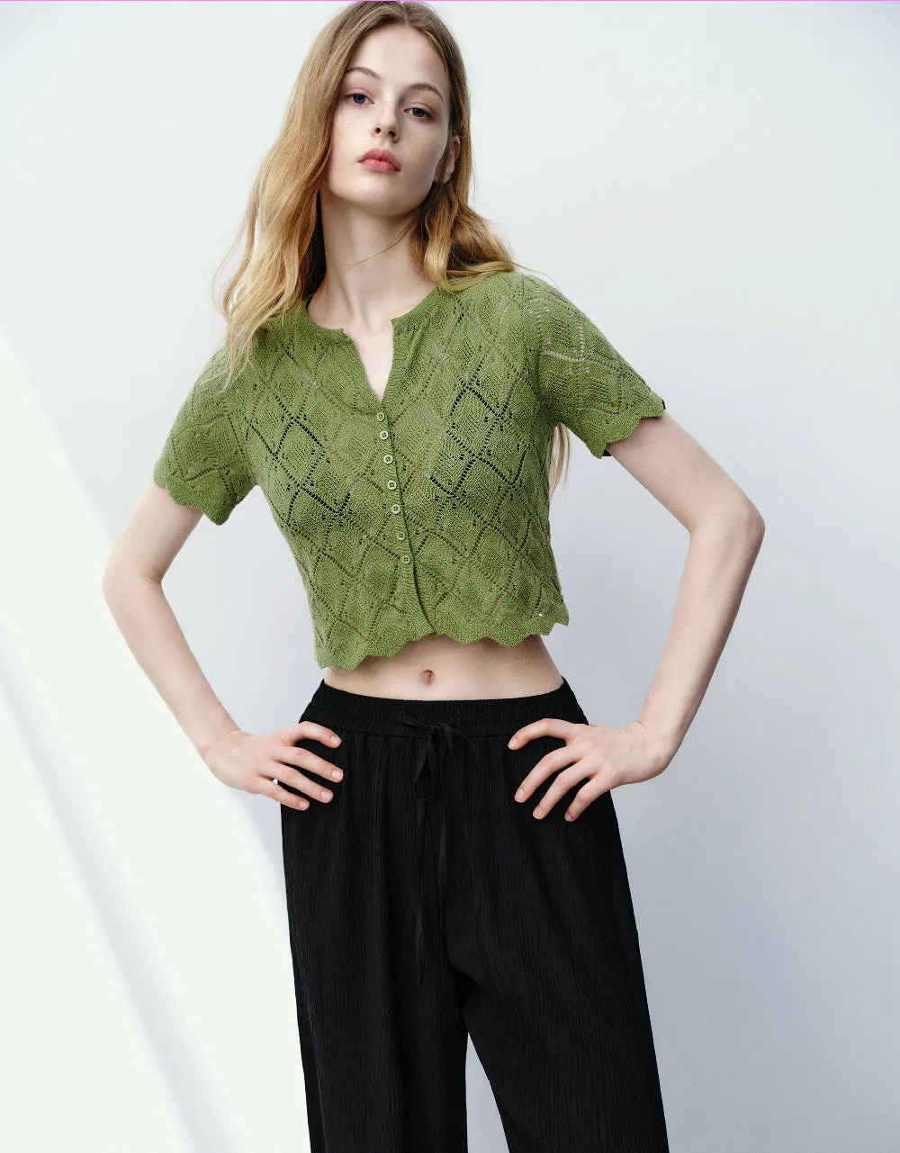 Button Up Crew Neck Knitted T-Shirt sold by Urban Revivo