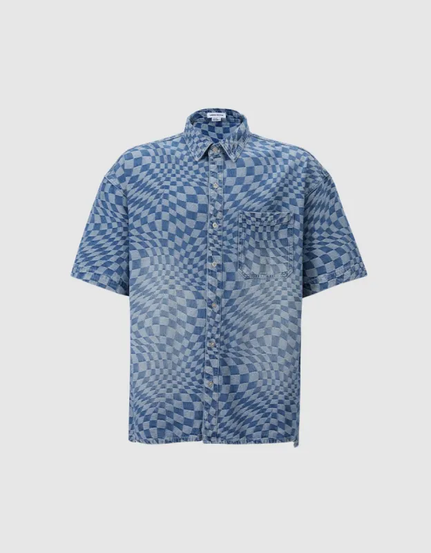 Checkered Denim Shirt sold by Urban Revivo