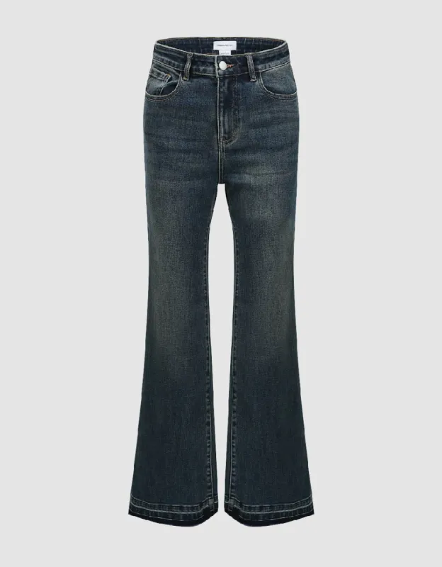 Raw Hem Flare Jeans sold by Urban Revivo