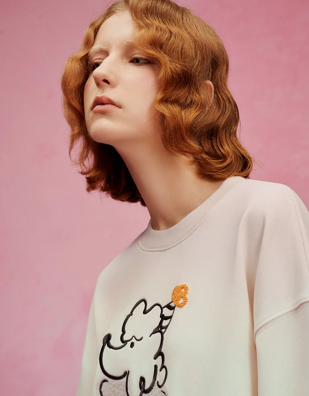 Poodle Printed Crew Neck Loose Sweatshirt sold by Urban Revivo product image thumbnail 4