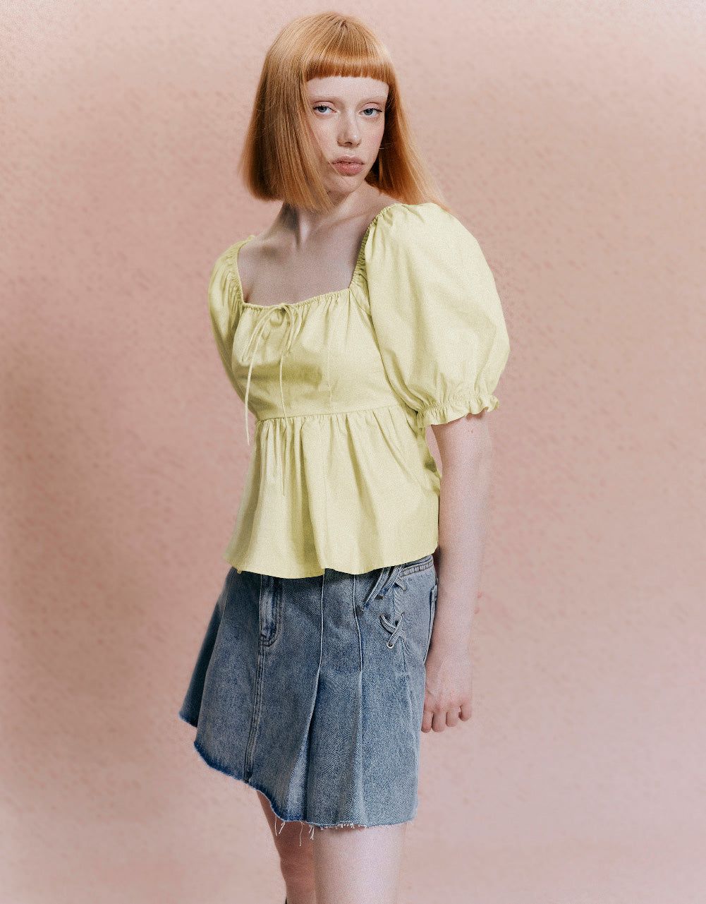Puff Sleeve Square-cut Collar Overhead Shirt sold by Urban Revivo product image thumbnail 3