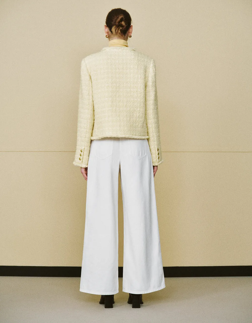 Raw Hem Crew Neck Tweed Wool Blend Jacket sold by Urban Revivo product image thumbnail 4