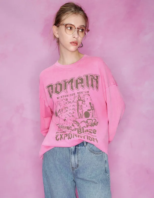 Printed Crew Neck Loose T-Shirt sold by Urban Revivo