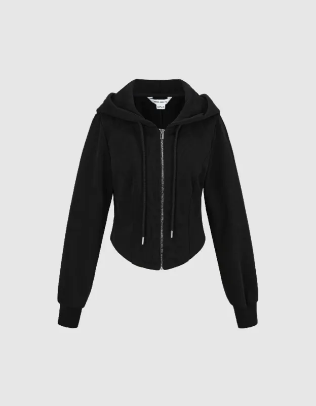 Zipper Front Hooded Jacket sold by Urban Revivo