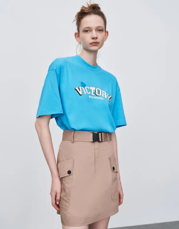 Letter Printed Crew Neck Loose T-Shirt sold by Urban Revivo