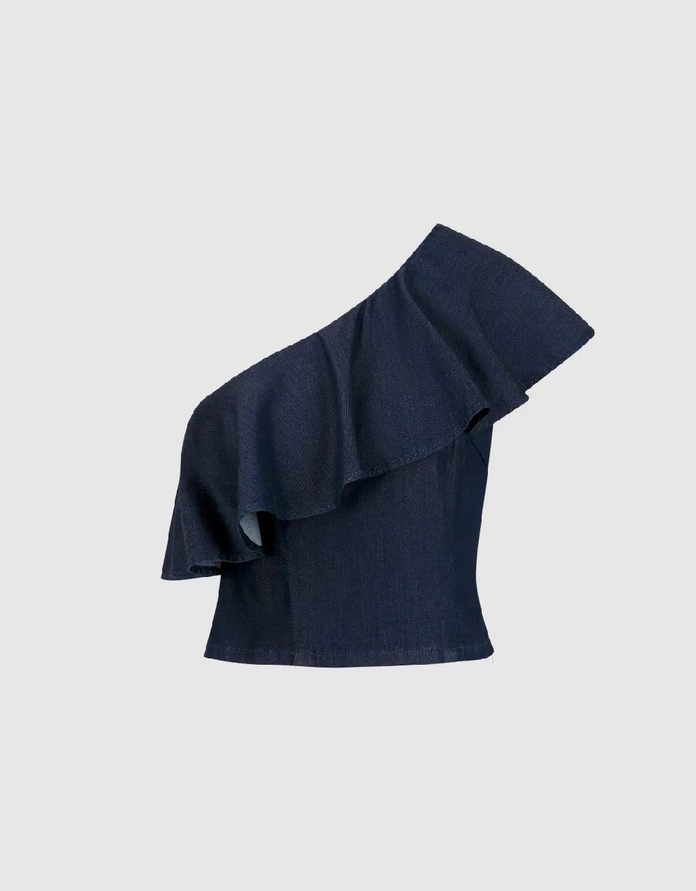 One Shoulder Ruffle Denim Shirt sold by Urban Revivo product image thumbnail 4