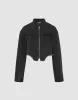 Raw Hem Zipper Front Denim Jacket sold by Urban Revivo