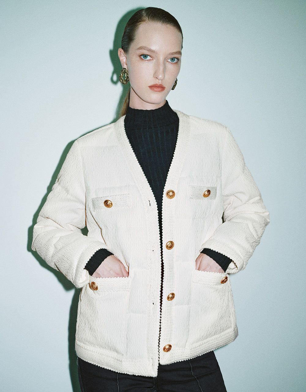 V-Neck Down Jacket sold by Urban Revivo