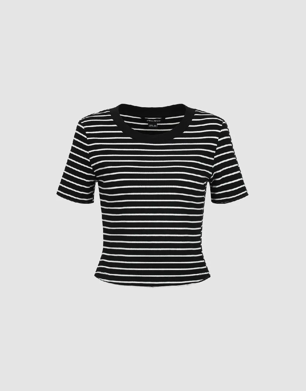 Striped Crew Neck Skinny T-Shirt sold by Urban Revivo