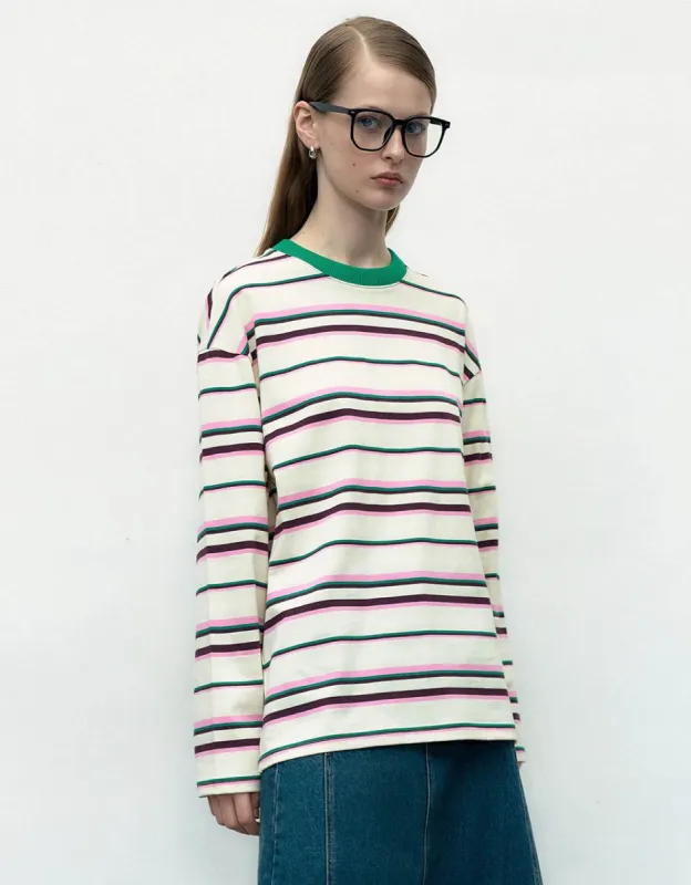 Striped Crew Neck Straight T-Shirt sold by Urban Revivo