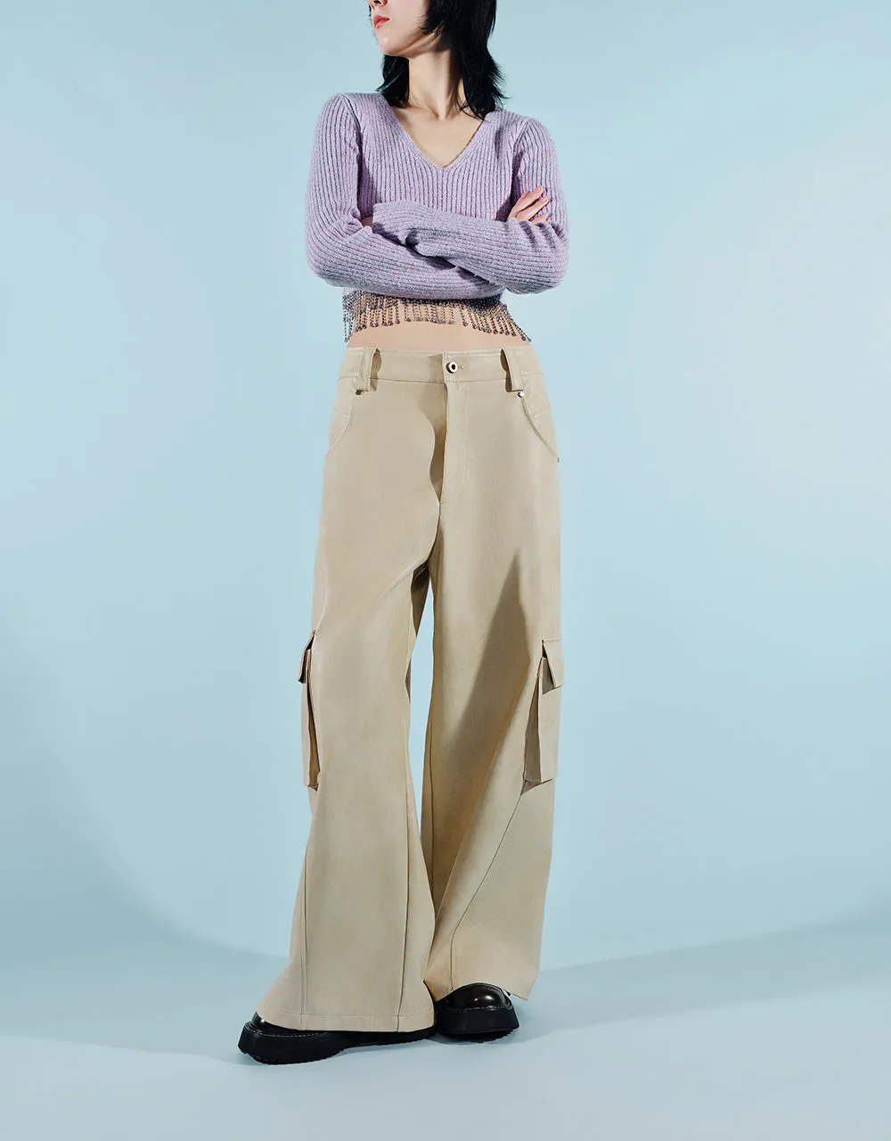 Vegan Leather Wide-Leg Pants sold by Urban Revivo product image thumbnail 2