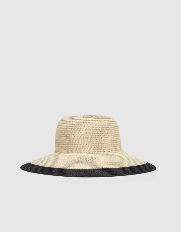 Contrast Trim Straw Hat sold by Urban Revivo