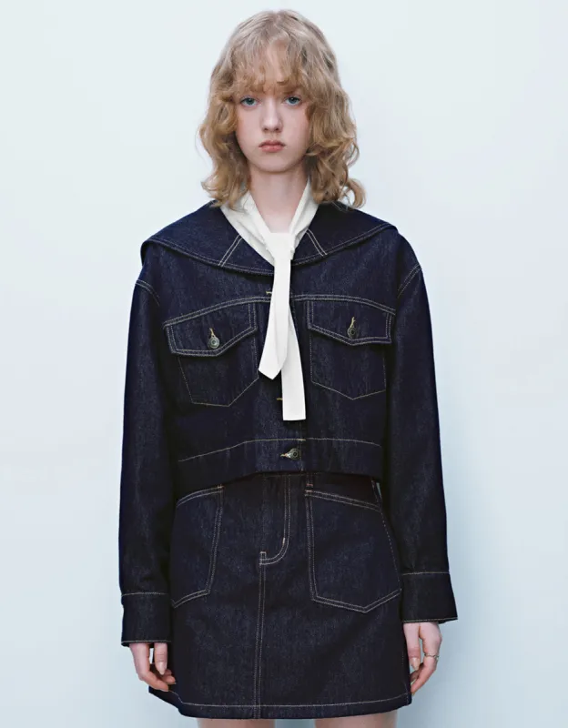 Loose Lapel Denim Shirt sold by Urban Revivo