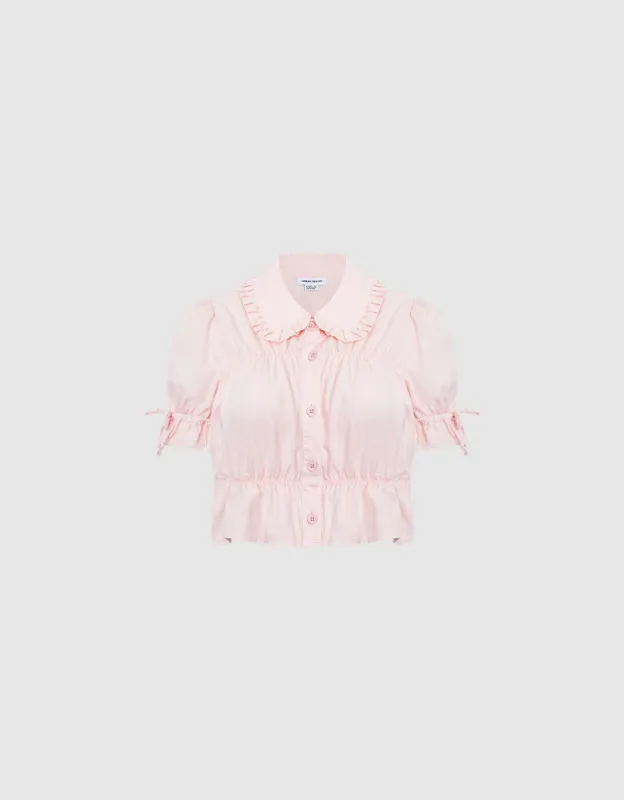 Shirred Denim Blouse sold by Urban Revivo