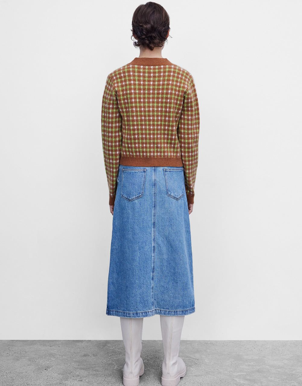 Plaid V-Neck Knitted Cardigan sold by Urban Revivo product image thumbnail 4