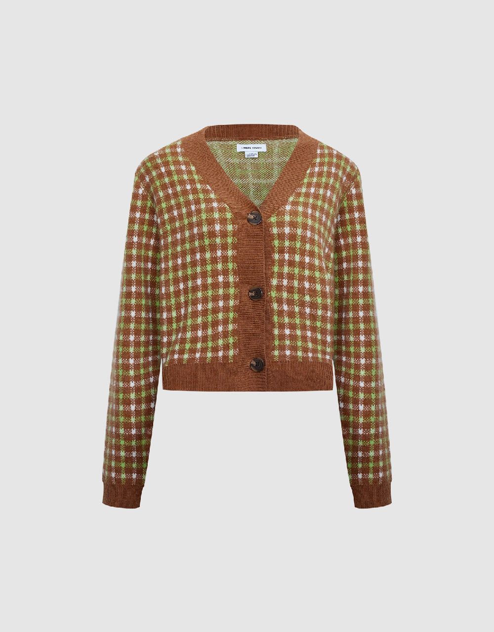 Plaid V-Neck Knitted Cardigan sold by Urban Revivo product image thumbnail 2