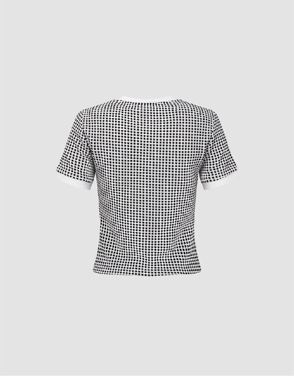 Checkered Crew Neck Knitted T-Shirt sold by Urban Revivo product image thumbnail 5