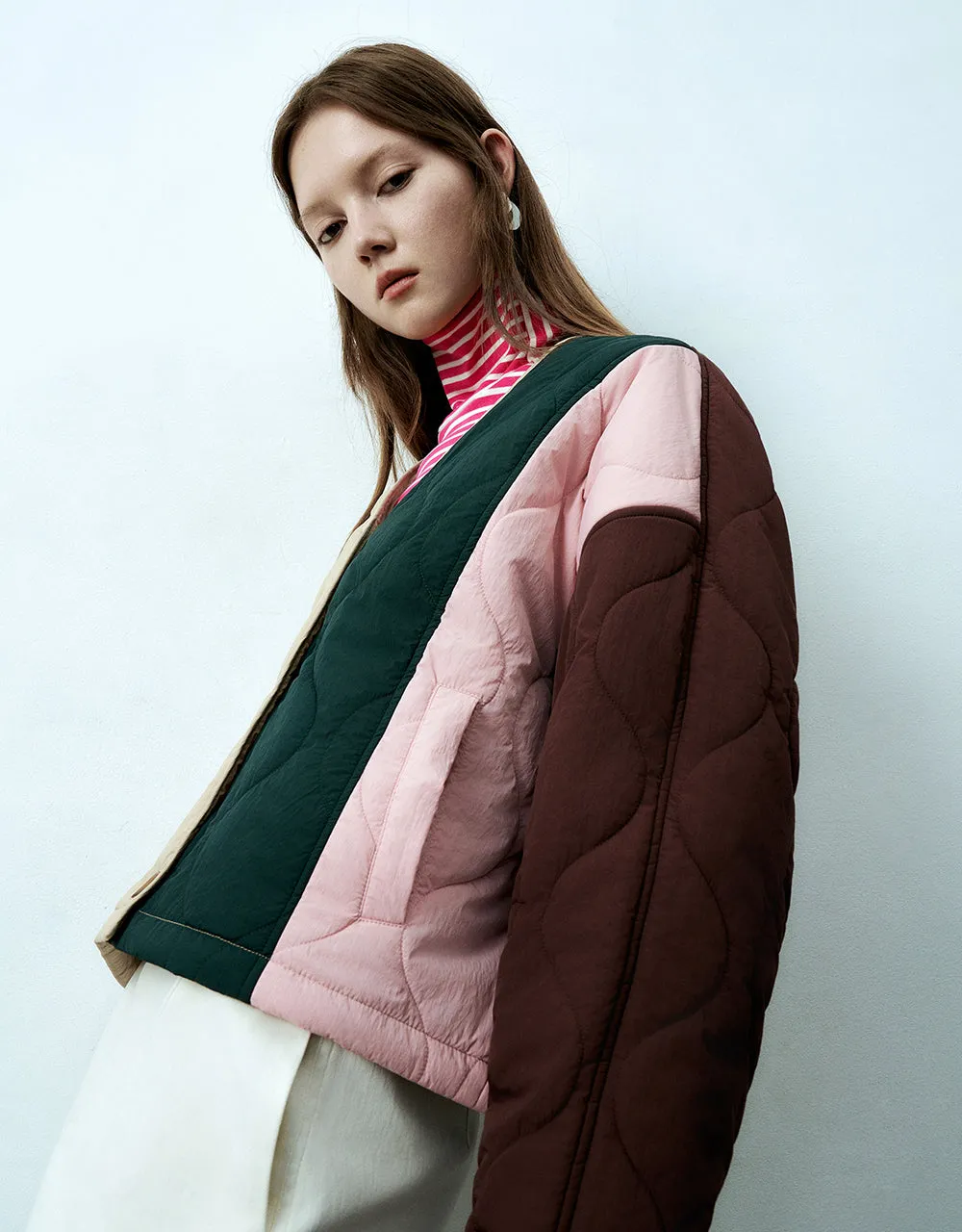 Colorblocks Crew Neck Padded Coat sold by Urban Revivo product image thumbnail 3