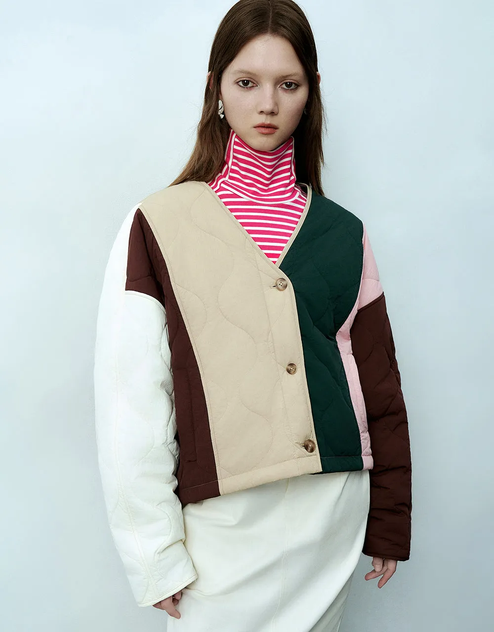 Colorblocks Crew Neck Padded Coat sold by Urban Revivo