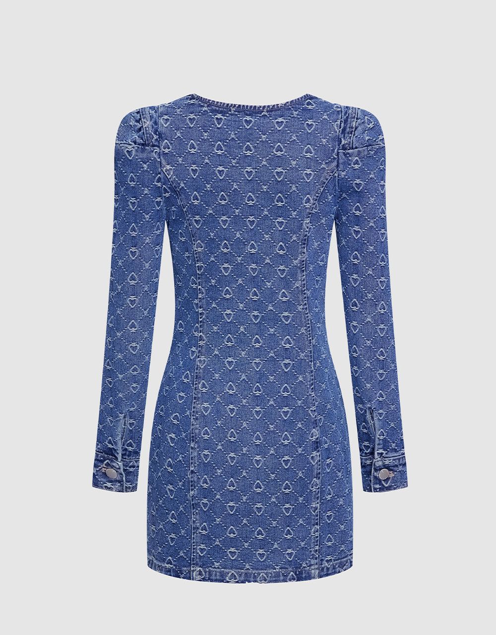 Zip Front Puff Sleeve Denim Dress sold by Urban Revivo product image thumbnail 4