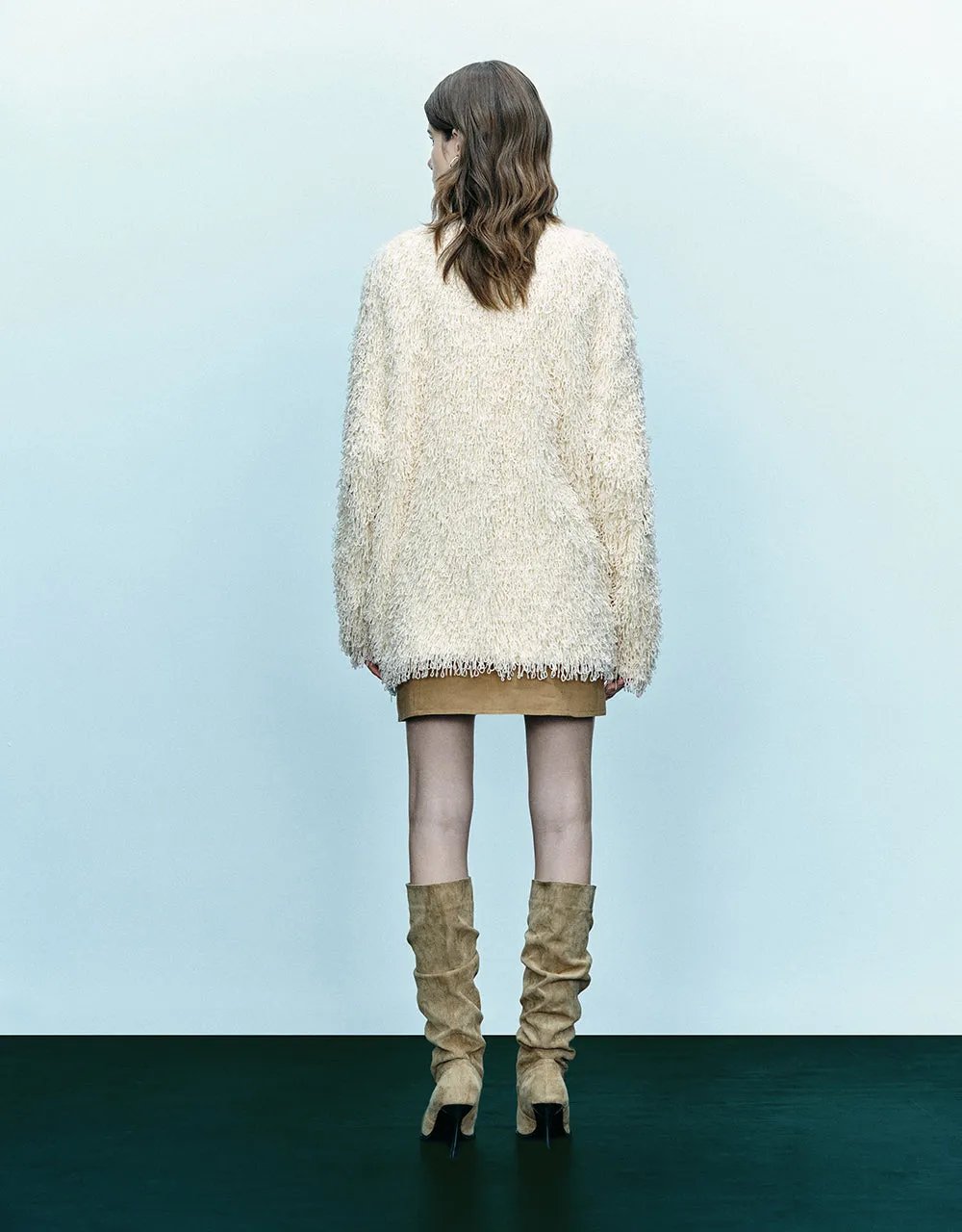 Fluffy V-Neck Knitted Cardigan sold by Urban Revivo product image thumbnail 4