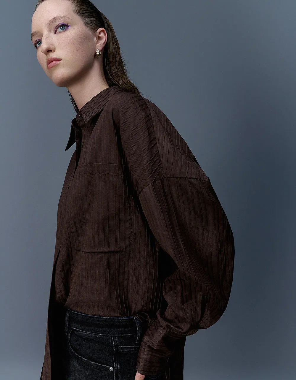 Textured Button Up Oversized Shirt sold by Urban Revivo product image thumbnail 5