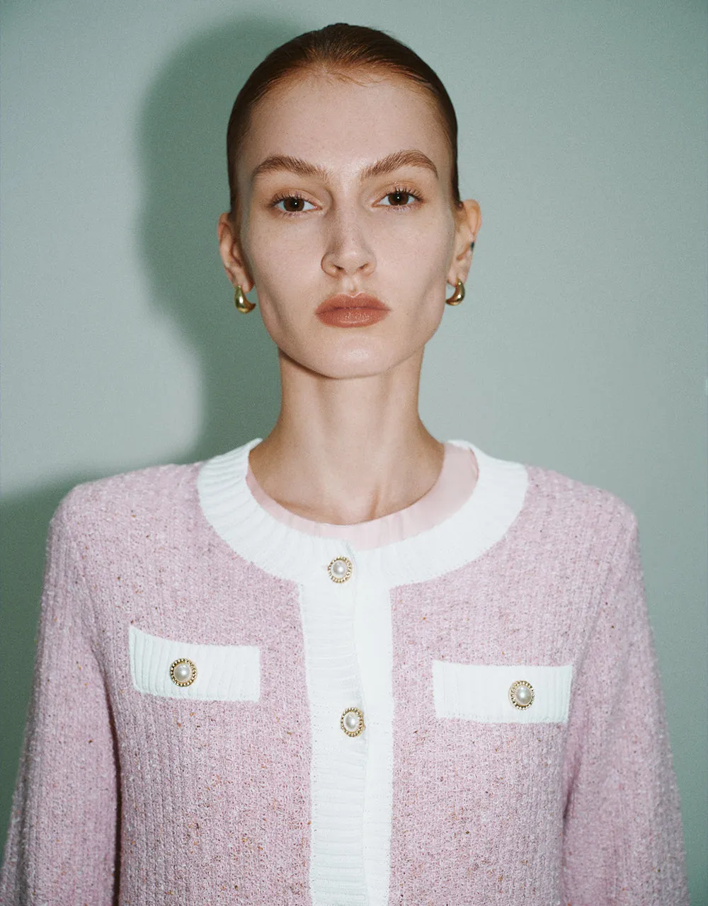 Tweed Crew Neck Knitted Cardigan sold by Urban Revivo product image thumbnail 4