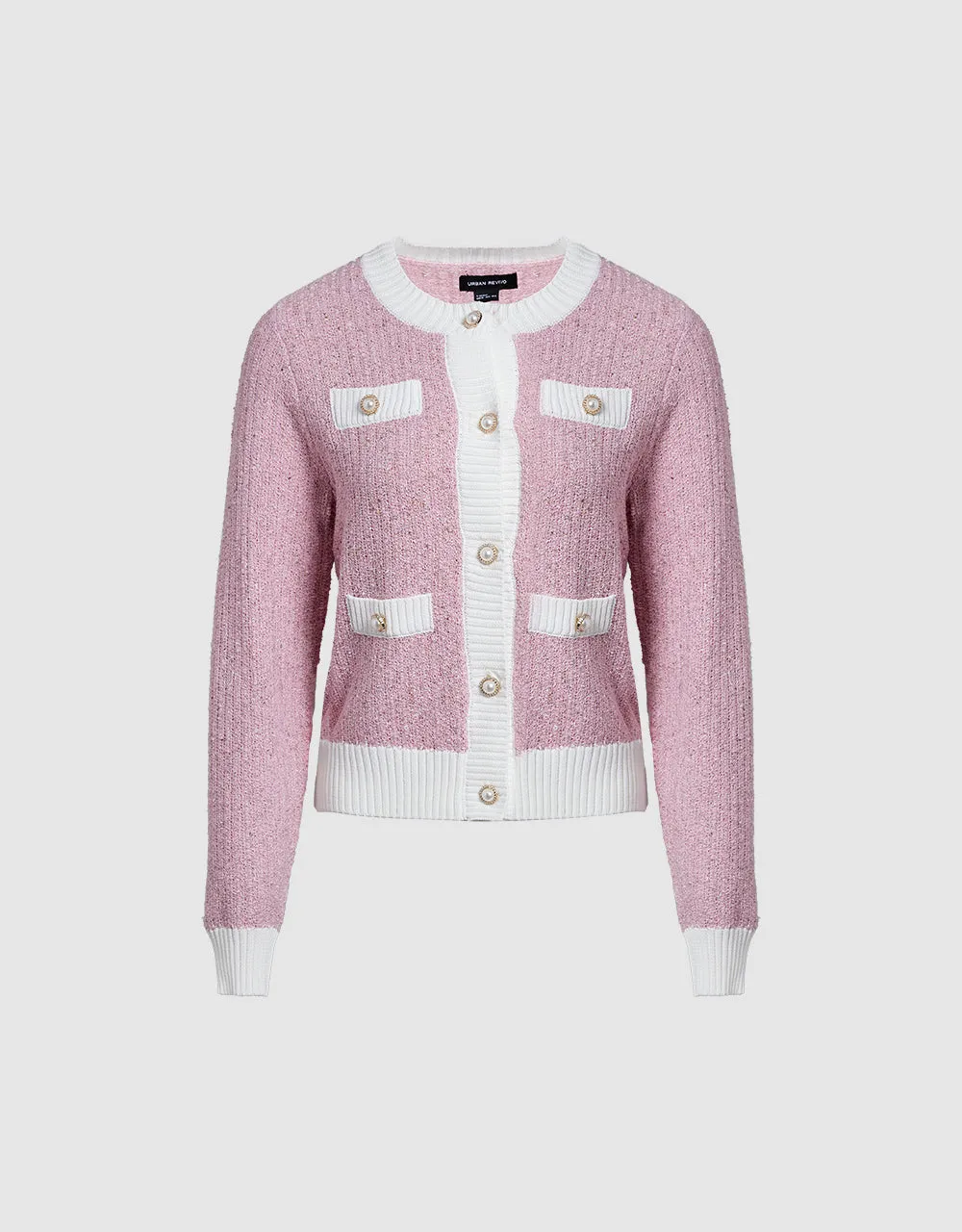 Tweed Crew Neck Knitted Cardigan sold by Urban Revivo product image thumbnail 2