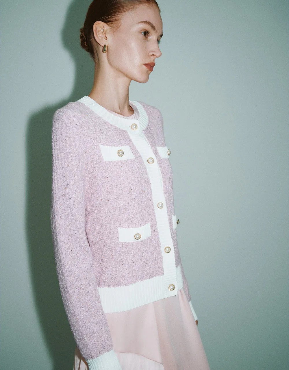 Tweed Crew Neck Knitted Cardigan sold by Urban Revivo product image thumbnail 3